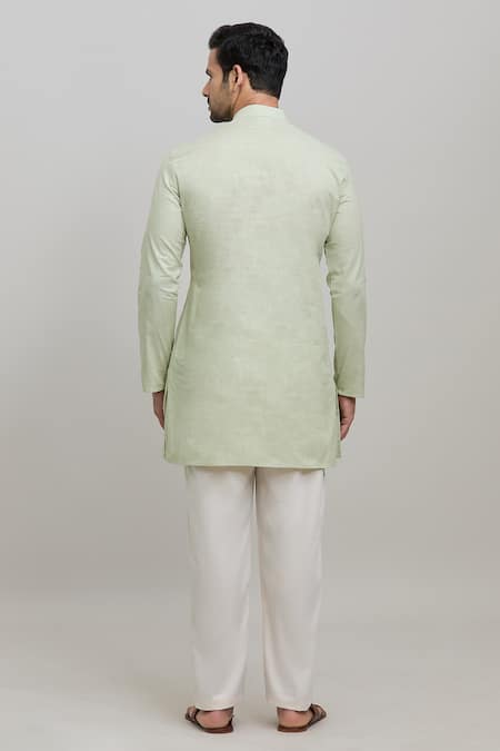 Shop Arihant Rai Sinha Green Cotton Short Pastel Kurta at Aza Fashions Shop_Arihant Rai Sinha_Green Cotton Short Pastel Kurta _at_Aza_Fashions