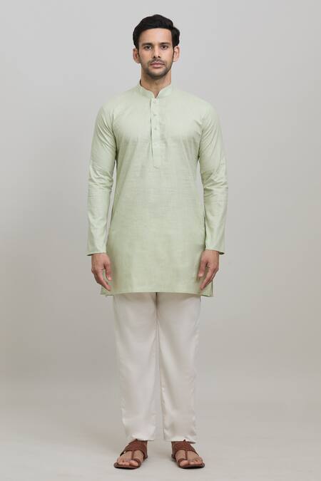Arihant Rai Sinha Green Cotton Short Pastel Kurta Online at Aza Fashions Arihant Rai Sinha_Green Cotton Short Pastel Kurta _Online_at_Aza_Fashions