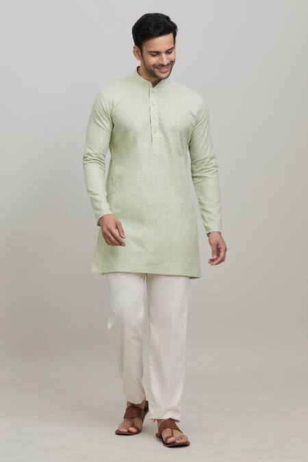 Buy Arihant Rai Sinha Green Cotton Short Pastel Kurta Online at Aza Fashions Buy_Arihant Rai Sinha_Green Cotton Short Pastel Kurta _Online_at_Aza_Fashions