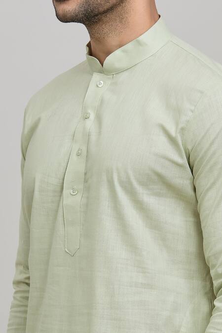 Arihant Rai Sinha Green Cotton Short Pastel Kurta at Aza Fashions Arihant Rai Sinha_Green Cotton Short Pastel Kurta _at_Aza_Fashions