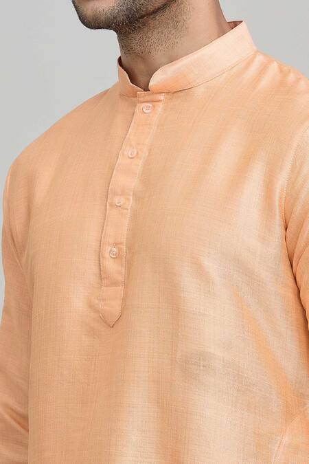 Arihant Rai Sinha_Peach Polyester Plain Short Kurta _at_Aza_Fashions