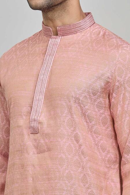 Arihant Rai Sinha Pink Polyester Woven Straight Kurta With Churidar at Aza Fashions Arihant Rai Sinha_Pink Polyester Woven Straight Kurta With Churidar _at_Aza_Fashions
