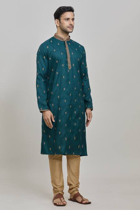 Shop Arihant Rai Sinha Green Polyester, Cotton Embroidery Thread Kurta And Churidar Set Online at Aza Fashions Shop_Arihant Rai Sinha_Green Polyester, Cotton Embroidery Thread Kurta And Churidar Set _Online_at_Aza_Fashions