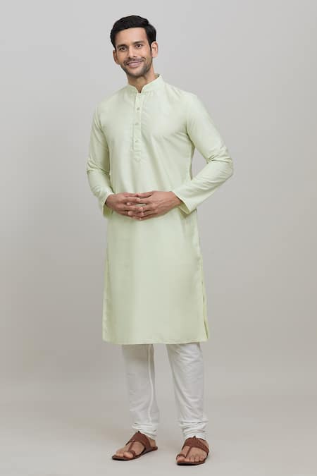 Arihant Rai Sinha Green Polyester Solid Kurta And Churidar Set