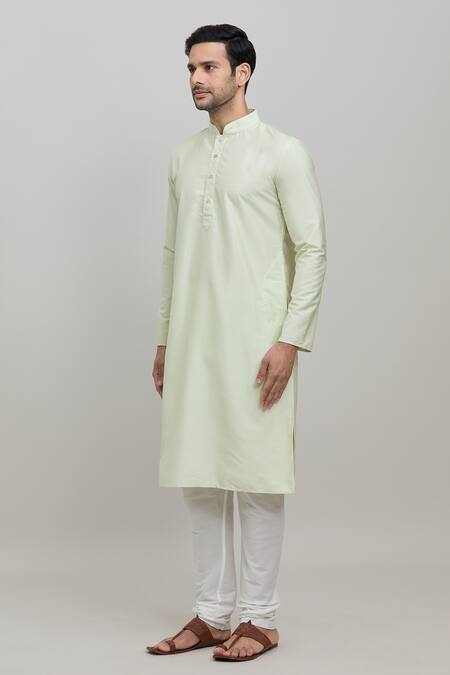 Shop Arihant Rai Sinha Green Polyester Solid Kurta And Churidar Set Online at Aza Fashions Shop_Arihant Rai Sinha_Green Polyester Solid Kurta And Churidar Set _Online_at_Aza_Fashions