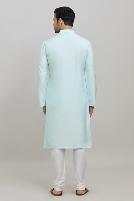 Shop Arihant Rai Sinha Blue Polyester Plain Kurta And Churidar Set at Aza Fashions Shop_Arihant Rai Sinha_Blue Polyester Plain Kurta And Churidar Set _at_Aza_Fashions