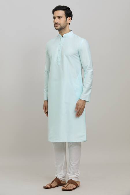 Shop Arihant Rai Sinha Blue Polyester Plain Kurta And Churidar Set Online at Aza Fashions Shop_Arihant Rai Sinha_Blue Polyester Plain Kurta And Churidar Set _Online_at_Aza_Fashions