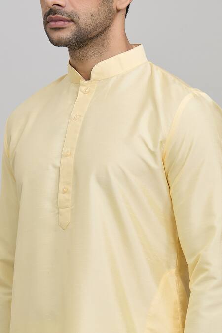 Arihant Rai Sinha Yellow Polyester Plain Straight Kurta And Churidar Set at Aza Fashions Arihant Rai Sinha_Yellow Polyester Plain Straight Kurta And Churidar Set _at_Aza_Fashions