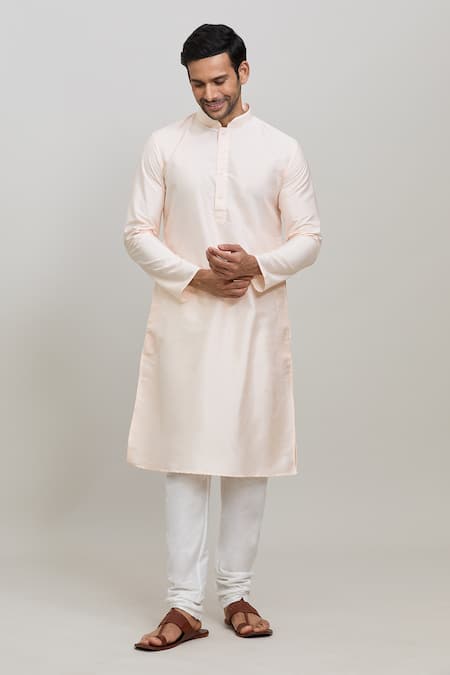 Arihant Rai Sinha Pink Kurta Poly Blend Plain Solid With Churidar