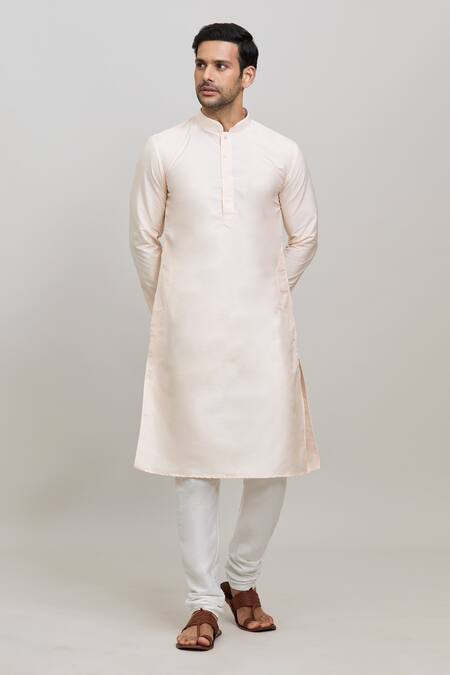 Buy_Arihant Rai Sinha_Pink Polyester Solid Kurta With Churidar _Online_at_Aza_Fashions