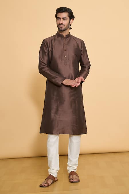 Arihant Rai Sinha Mandarin Collar Solid Straight Kurta With Churidar 