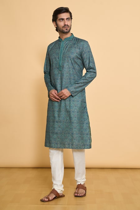 Buy Arihant Rai Sinha Blue Polyester Embroidery Paisley Pattern Kurta And Churidar Set Online at Aza Fashions Buy_Arihant Rai Sinha_Blue Polyester Embroidery Paisley Pattern Kurta And Churidar Set _Online_at_Aza_Fashions
