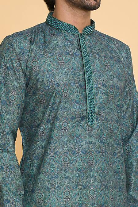 Shop Arihant Rai Sinha Blue Polyester Embroidery Paisley Pattern Kurta And Churidar Set Online at Aza Fashions Shop_Arihant Rai Sinha_Blue Polyester Embroidery Paisley Pattern Kurta And Churidar Set _Online_at_Aza_Fashions