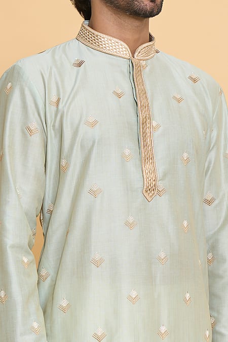 Buy Arihant Rai Sinha Green Polyester Embroidery, Lace Geometric Leaf Kurta With Churidar Online at Aza Fashions Buy_Arihant Rai Sinha_Green Polyester Embroidery, Lace Geometric Leaf Kurta With Churidar _Online_at_Aza_Fashions