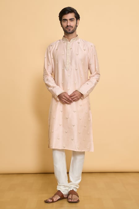 Arihant Rai Sinha Embroidered Geometric Leaf Kurta & Churidar Set 