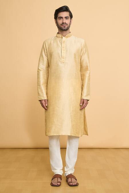 Arihant Rai Sinha Beige Polyester, Cotton Lace Woven Straight Kurta With Churidar Online at Aza Fashions Arihant Rai Sinha_Beige Polyester, Cotton Lace Woven Straight Kurta With Churidar _Online_at_Aza_Fashions