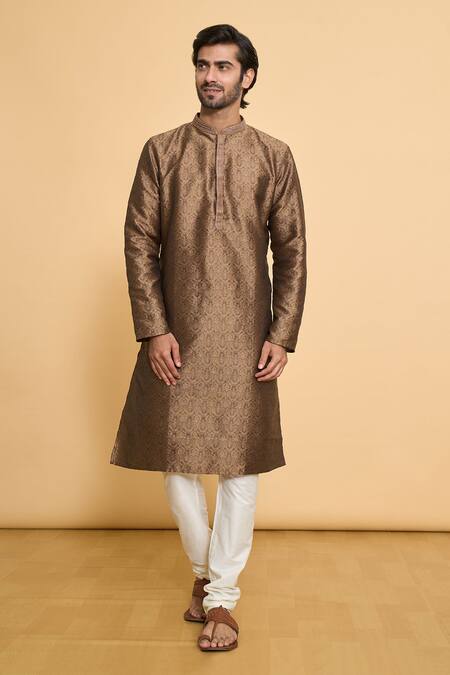 Buy Arihant Rai Sinha Brown Polyester Embroidery Floral Mandala Pattern Kurta With Churidar Online at Aza Fashions Buy_Arihant Rai Sinha_Brown Polyester Embroidery Floral Mandala Pattern Kurta With Churidar _Online_at_Aza_Fashions