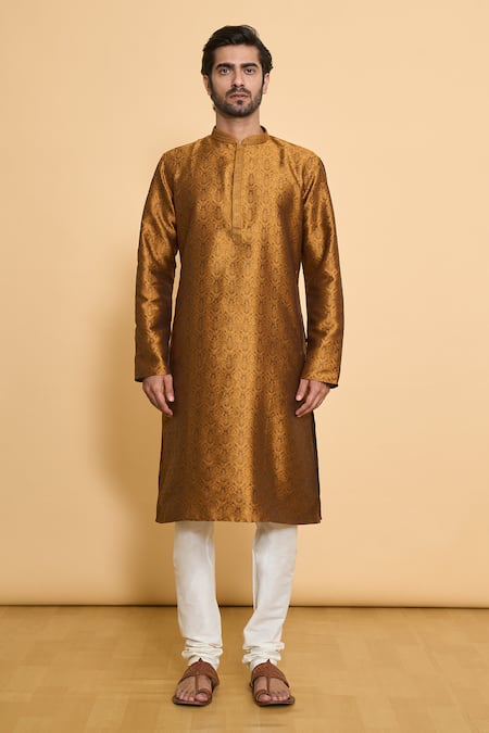 Arihant Rai Sinha Yellow Polyester Embroidery Flower Mandala Pattern Kurta With Churidar Online at Aza Fashions Arihant Rai Sinha_Yellow Polyester Embroidery Flower Mandala Pattern Kurta With Churidar _Online_at_Aza_Fashions