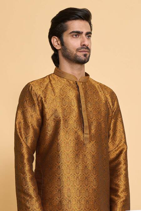 Shop Arihant Rai Sinha Yellow Polyester Embroidery Flower Mandala Pattern Kurta With Churidar Online at Aza Fashions Shop_Arihant Rai Sinha_Yellow Polyester Embroidery Flower Mandala Pattern Kurta With Churidar _Online_at_Aza_Fashions