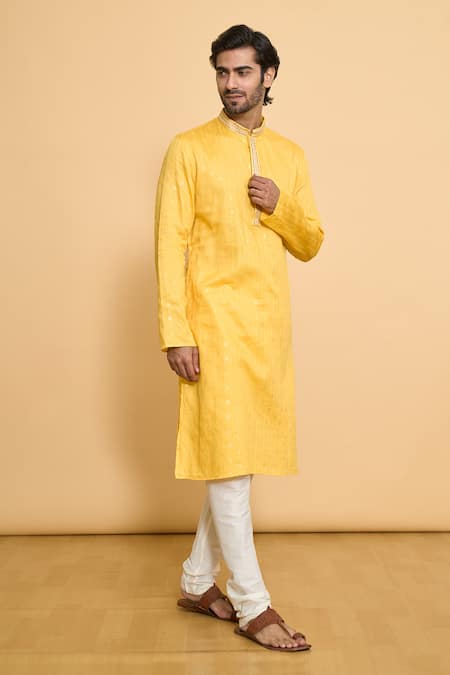 Buy Arihant Rai Sinha Gold Cotton, Polyester Embroidery Miniature Butti Work Kurta With Churidar Online at Aza Fashions Buy_Arihant Rai Sinha_Gold Cotton, Polyester Embroidery Miniature Butti Work Kurta With Churidar _Online_at_Aza_Fashions