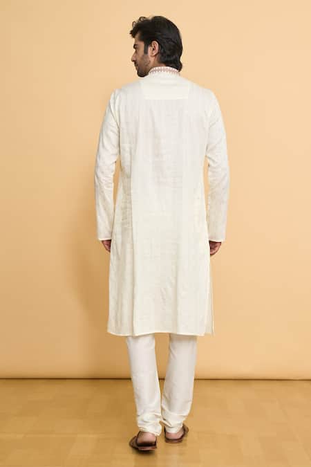Shop Arihant Rai Sinha Cream Cotton, Polyester Embroidery Butti Pattern Kurta With Churidar at Aza Fashions Shop_Arihant Rai Sinha_Cream Cotton, Polyester Embroidery Butti Pattern Kurta With Churidar _at_Aza_Fashions