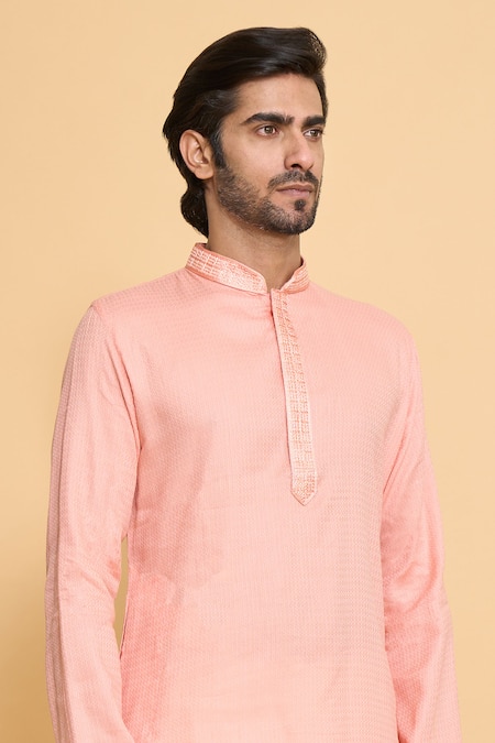 Buy Arihant Rai Sinha Pink Polyester, Cotton Embroidery Placket Thread Woven Kurta And Churidar Set Online at Aza Fashions Buy_Arihant Rai Sinha_Pink Polyester, Cotton Embroidery Placket Thread Woven Kurta And Churidar Set _Online_at_Aza_Fashions