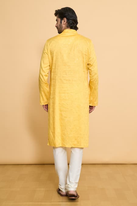 Shop Arihant Rai Sinha Gold Polyester, Cotton Woven Pattern Kurta And Churidar Set at Aza Fashions Shop_Arihant Rai Sinha_Gold Polyester, Cotton Woven Pattern Kurta And Churidar Set _at_Aza_Fashions
