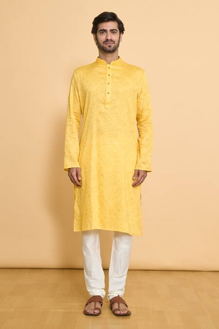 Arihant Rai Sinha Gold Polyester, Cotton Woven Pattern Kurta And Churidar Set Online at Aza Fashions Arihant Rai Sinha_Gold Polyester, Cotton Woven Pattern Kurta And Churidar Set _Online_at_Aza_Fashions