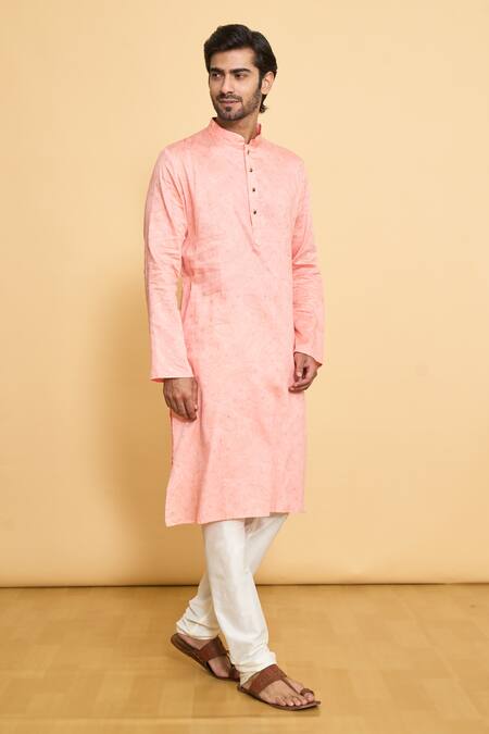 Shop Arihant Rai Sinha Pink Polyester, Cotton Embroidery Geometric Woven Pattern Kurta And Churidar Set Online at Aza Fashions Shop_Arihant Rai Sinha_Pink Polyester, Cotton Embroidery Geometric Woven Pattern Kurta And Churidar Set _Online_at_Aza_Fashions