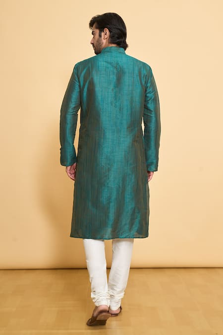 Shop Arihant Rai Sinha Green Polyester Solid Kurta And Churidar Set at Aza Fashions Shop_Arihant Rai Sinha_Green Polyester Solid Kurta And Churidar Set _at_Aza_Fashions