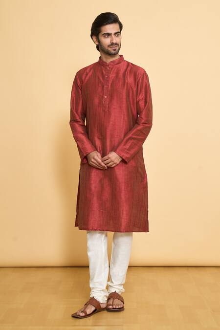Buy Arihant Rai Sinha Red Polyester Solid Full Sleeve Kurta And Churidar Set Online at Aza Fashions Buy_Arihant Rai Sinha_Red Polyester Solid Full Sleeve Kurta And Churidar Set _Online_at_Aza_Fashions