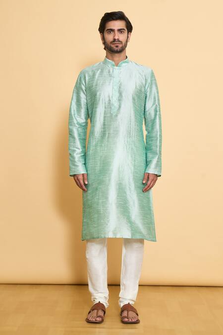 Buy Arihant Rai Sinha Green Silk, Polyester Solid Mandarin Collar Kurta And Churidar Set Online at Aza Fashions Buy_Arihant Rai Sinha_Green Silk, Polyester Solid Mandarin Collar Kurta And Churidar Set _Online_at_Aza_Fashions