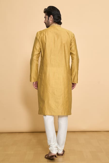 Shop Arihant Rai Sinha Yellow Polyester Beads, Embroidery Thread Work Kurta And Churidar Set at Aza Fashions Shop_Arihant Rai Sinha_Yellow Polyester Beads, Embroidery Thread Work Kurta And Churidar Set_at_Aza_Fashions