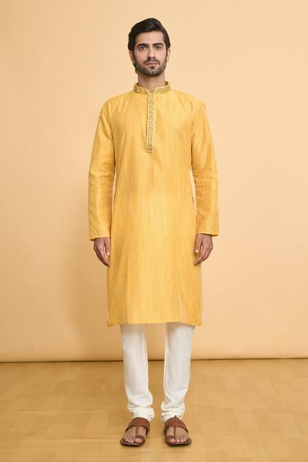 Arihant Rai Sinha Yellow Polyester Beads, Embroidery Kurta And Churidar Set Online at Aza Fashions Arihant Rai Sinha_Yellow Polyester Beads, Embroidery Kurta And Churidar Set _Online_at_Aza_Fashions