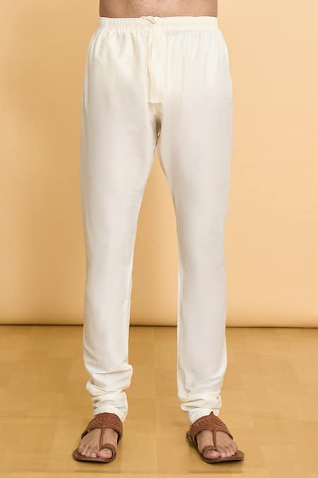 Arihant Rai Sinha_Red Polyester Mandarin Collar Solid Kurta And Churidar Set _at_Aza_Fashions