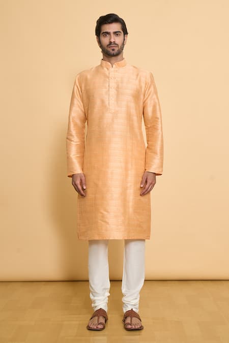 Buy Arihant Rai Sinha Orange Polyester Full Sleeve Solid Kurta And Churidar Set Online at Aza Fashions Buy_Arihant Rai Sinha_Orange Polyester Full Sleeve Solid Kurta And Churidar Set _Online_at_Aza_Fashions