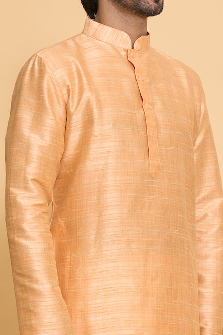 Arihant Rai Sinha Orange Polyester Full Sleeve Solid Kurta And Churidar Set at Aza Fashions Arihant Rai Sinha_Orange Polyester Full Sleeve Solid Kurta And Churidar Set _at_Aza_Fashions
