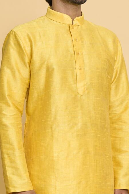 Shop Arihant Rai Sinha Yellow Polyester Plain Full Sleeve Kurta And Churidar Set Online at Aza Fashions Shop_Arihant Rai Sinha_Yellow Polyester Plain Full Sleeve Kurta And Churidar Set _Online_at_Aza_Fashions