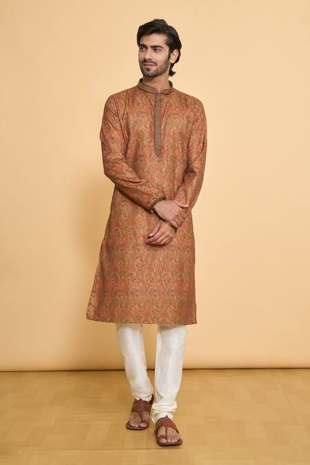 Buy Arihant Rai Sinha Brown Polyester, Cotton Embroidery Geometric Pattern Kurta And Churidar Set Online at Aza Fashions Buy_Arihant Rai Sinha_Brown Polyester, Cotton Embroidery Geometric Pattern Kurta And Churidar Set _Online_at_Aza_Fashions