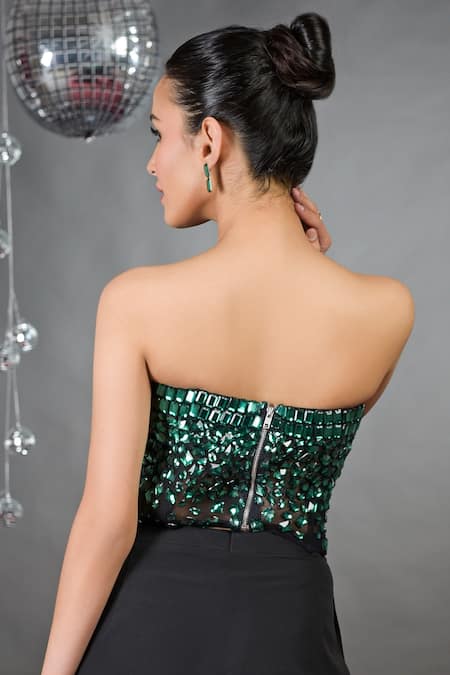 Talking Threads Emerald Rhinestone Embellished Corset