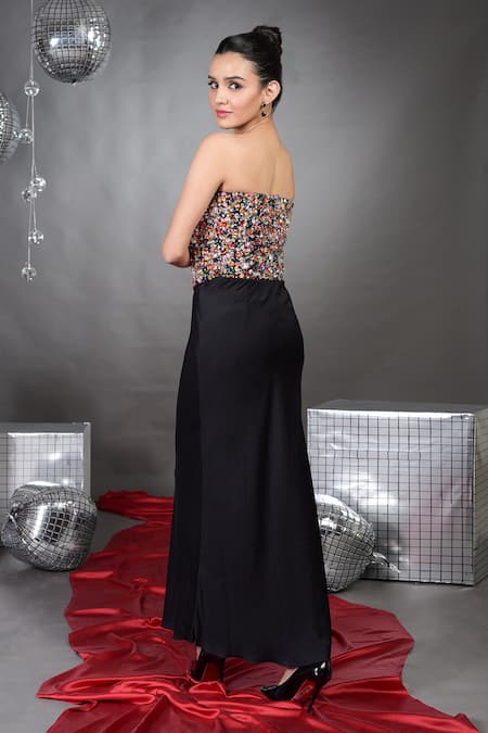 Talking Threads Mosaic Crystal Corset & Black Skirt Set