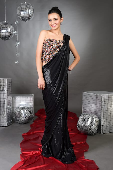 Talking Threads Gemma Cutdana Border Embellished Saree With Crystal Corset 