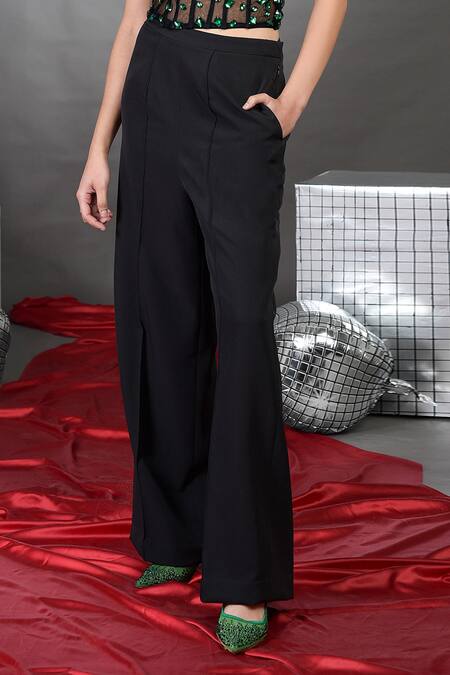 Talking Threads_Green Tulle, Crepe Rhinestones Emerald Embellished Corset With Pant _Online_at_Aza_Fashions