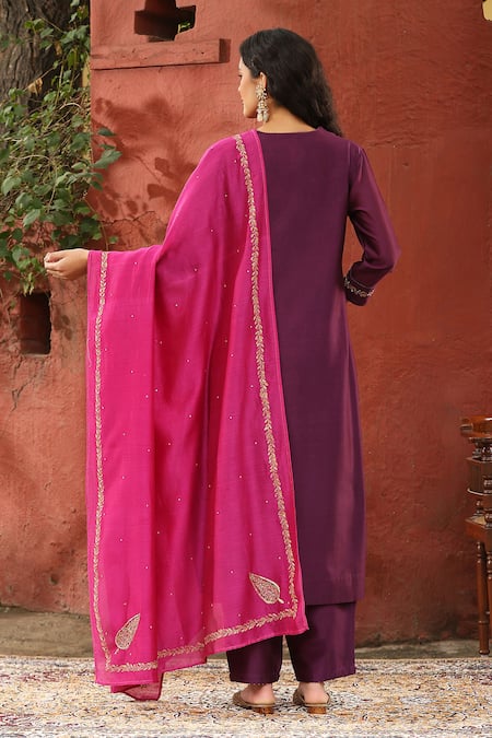 Weaver Story Chanderi Silk Straight Kurta Pant Set 