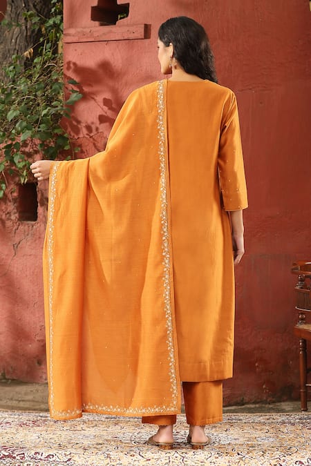 Weaver Story Butti Embroidered Kurta Pant Set 