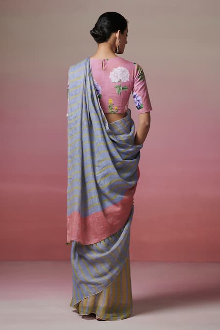 Dressfolk Two Tone Handloom Linen Saree 