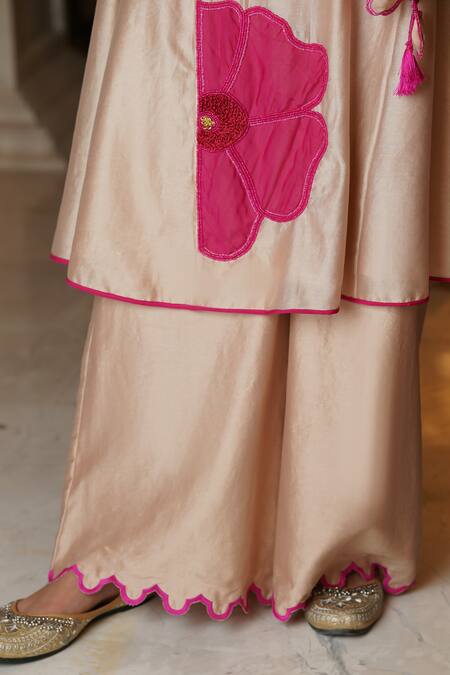 Buy Leela By A Beige Organza, Chanderi, Linen Embroidery, Beads Flower Patchwork Anarkali Set Online at Aza Fashions Buy_Leela By A_Beige Organza, Chanderi, Linen Embroidery, Beads Flower Patchwork Anarkali Set _Online_at_Aza_Fashions