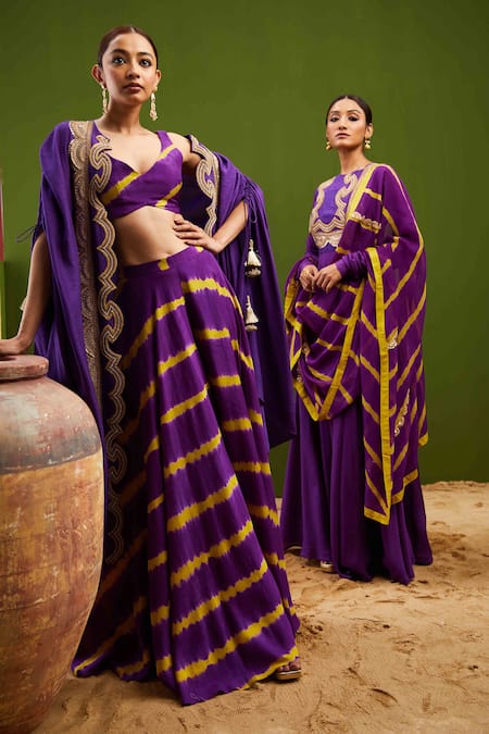 Vasavi Shah Cutwork Embroidered Cape Pant Set 