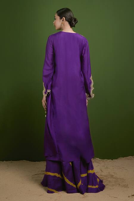 Vasavi Shah Gota & French Knot Work Kurta & Palazzo Set 