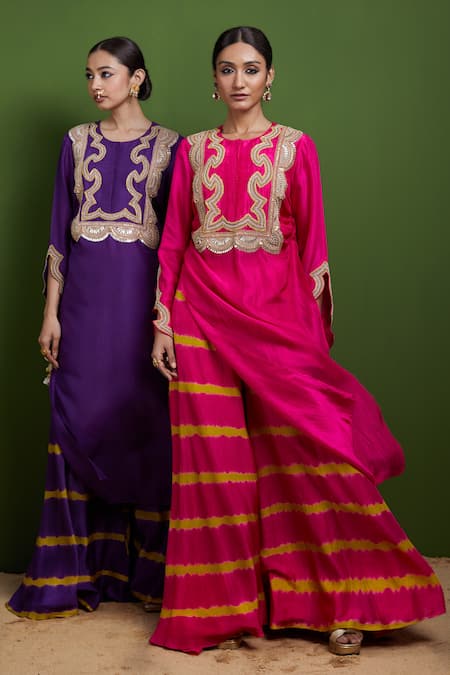 Vasavi Shah Gota Embroidered Kurta & Circular Palazzo Set 